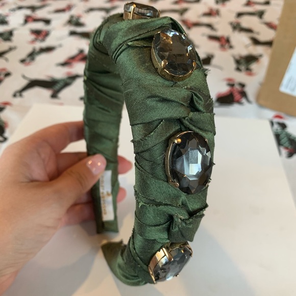 Anthropologie Green Headband with Crystal Embellishments - Picture 3 of 5